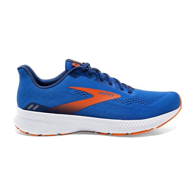 Brooks Launch 8 Light-Cushion Road Running Shoes - Men's - Blue/Orange/White (71698-BSAF)